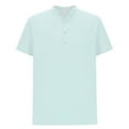 thumbnail image 3 of JUNWELL Men‘s Henley Shirt Solid Color Button Sport Shirt Round Neck Short Sleeve Tops with Pocket, 3 of 5