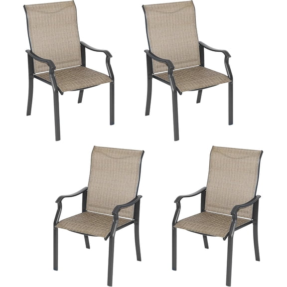 Outdoor Dining Chairs Set of 4, High Back Textilene Chairs with Armrest for Indoor Outdoor Use, Iron Frame Patio Furniture Chairs, Rustproof, Patio Chairs for Lawn,Garden