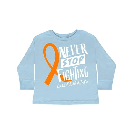 

Inktastic Never Stop Fighting Leukemia Awareness Orange Ribbon Gift Toddler Boy or Toddler Girl Long Sleeve T-Shirt