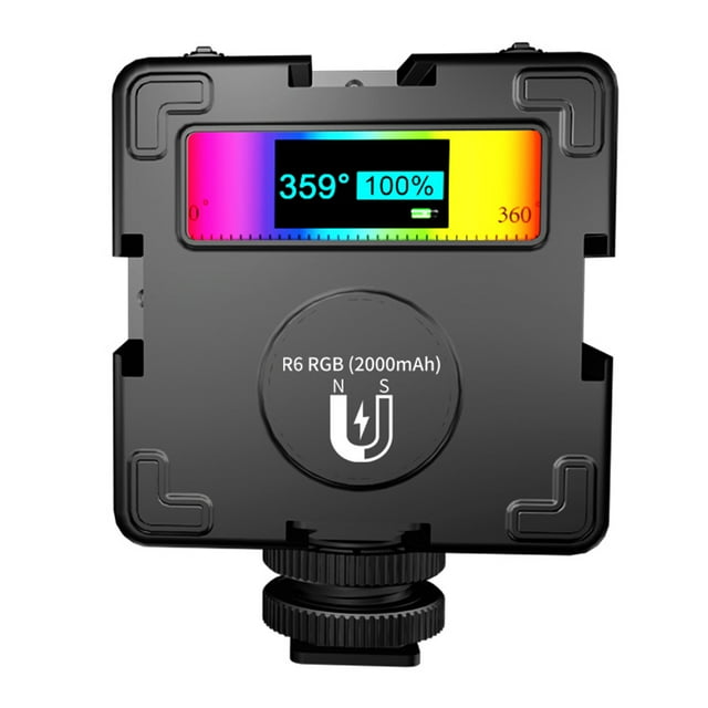 Lámpara flash,Luz de video RGB RGB 360 ° Luz de cámara LED a todo color con 3 zapata fría 20 modos de escena 2500 Abody Lámpara flash