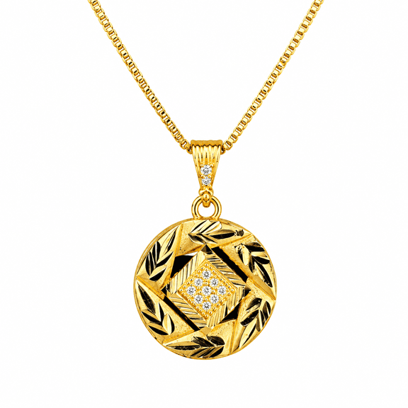 Odysey Gold-Toned Pendant and Earrings Jewelry Set, 3 Pieces with Storage Box (Design 6)