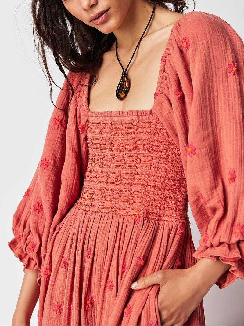 embroidered blossom tiered midi dress Lila Embroidered Midi Dress