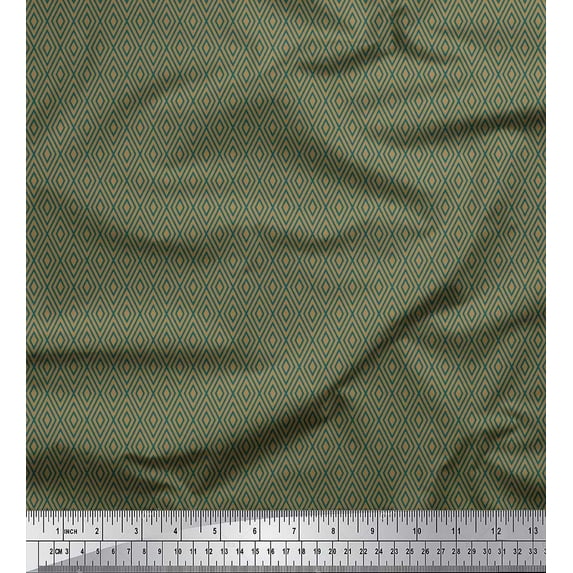 Soimoi Brown Viscose Chiffon Fabric Diamond Geometric Print Sewing Fabric Yard 42 Inch Wide