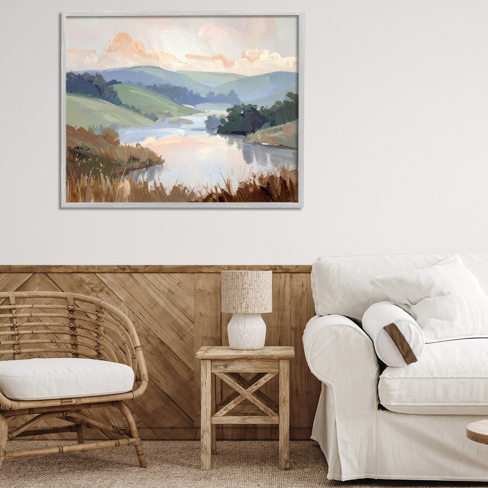 Stupell Industries Muted Distant Mountains Gray Framed Giclee Art, design by Alonza Saunders