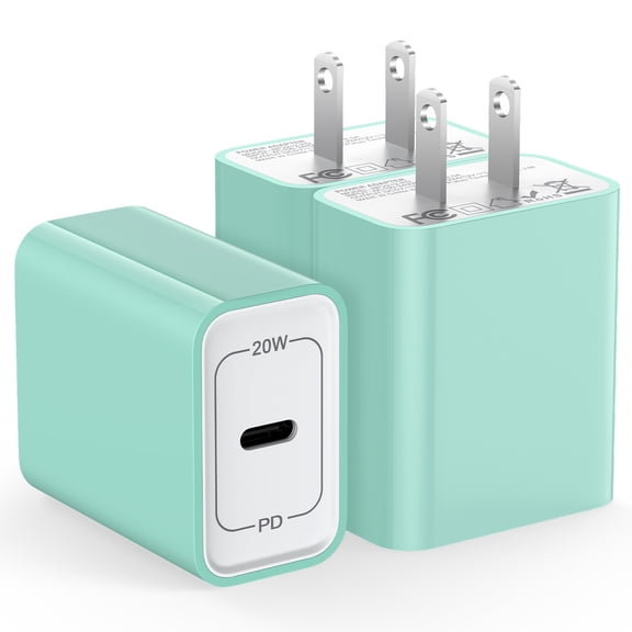 3 Pack Hootek USB C Charger Block Fast Charging Adapter 20W Wall Charger Quick Charger Brick USB Charger Block Fast Charger Plug Phone Charger Compatible with iPhone 15 Sumsung Galaxy, Android,Green