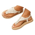 thumbnail image 3 of Yuanlong Womens Sandals Floral Toe Post Beach Sandals Elastic Ankle Strap Comfortable Outdoor Casual Thong Sandal, 3 of 9