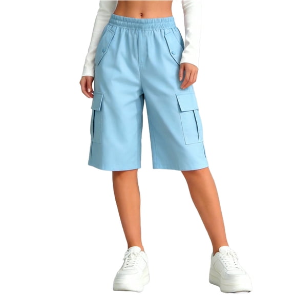 fatyb Boys Girls Cargo Shorts Knee Length Kids Casual Elastic Waist Lightweight Summer Outdoor Shorts