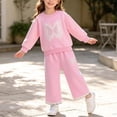thumbnail image 4 of VIPOIN Girls 2 Piece Outfit Set, Butterfly Patch Crewneck Sweatshirt & Wide Leg Jeans, Cute Clothing Set, 4 of 7