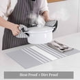 thumbnail image 4 of Placemats for Dinning Table Set of 12, Light Grey Striped White Simple Neutral Modern Burlap Kitchen Place Mats Waterproof Cloth Table Mats, Indoor Outdoor Placemats Easy Clean Dinner Decor, 4 of 8