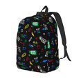 thumbnail image 1 of Disketp Gamepads print Canvas Backpack Lightweight Travel Daypack Student Rucksack Laptop Backpack-, 1 of 5