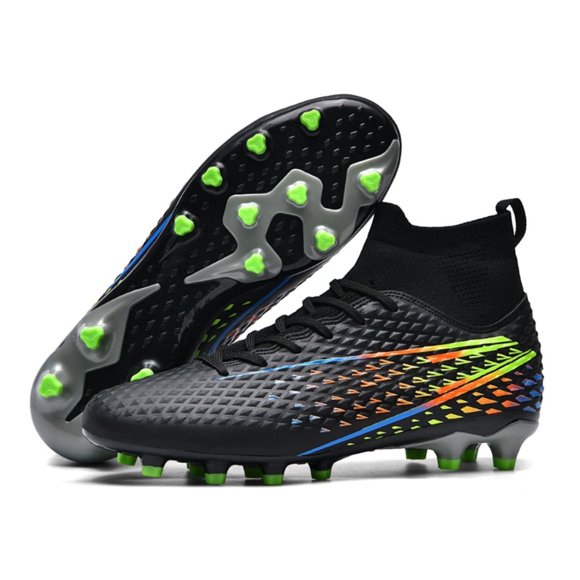 OnyxTrek Men's High Tops Soccer Shoes,Lace-Up Athletic Football Cleats Lightweight Indoor/Outdoor TF AG Turf Training Soccer Cleats Sneaker