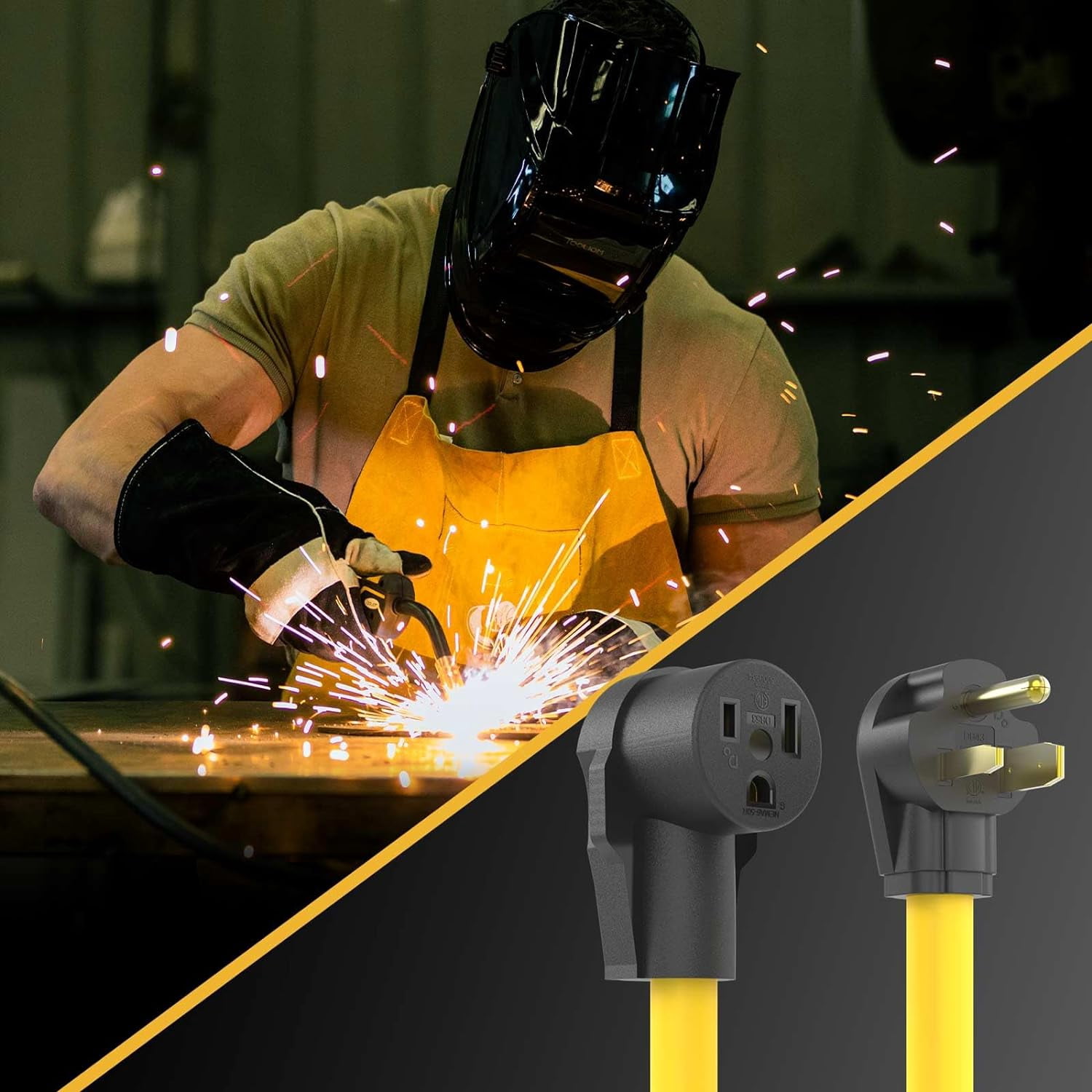 TOOLIOM 6-50P to 6-50R Welder Extension Cord 40FT 8AWG Power Extension Cord for Welding Machines with ETL Approved