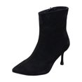 thumbnail image 3 of Womens Chic Ankle Booties Pointed Toe Stiletto Heel Shoes Side Zip Faux Suede Fashion Short Party Evening Date Night Office Daily Wear Boots, 3 of 10