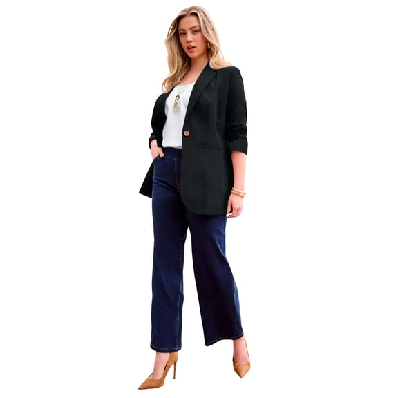 Roaman's Women's Plus Size Relaxed Boyfriend Blazer