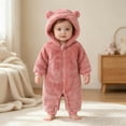 thumbnail image 2 of 3-6 Months Baby Boys Girls Jumpsuit Fuzzy Fleece Bear Hooded Zip Up Footed, 2 of 5