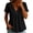 Black, variant on Womens Cotton Linen Tops Rolled Short Sleeve Deep V Neck Ruffled Hem Blouse Tops Casual Summer Lightweight Dressy Tops