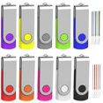 thumbnail image 1 of Unidad flash Wooolken de 64 GB, USB 2.0, giratoria, metal, paquete de 10 unidades, con cordón, 1 of 8