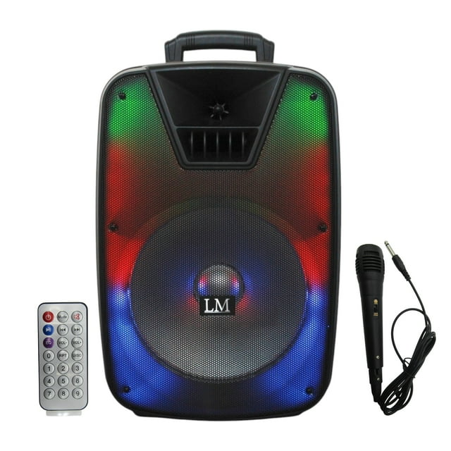 Bocina inalambrica karaoke de 12 Pulgadas 30w Color Negro Con Micrófono Incluido.