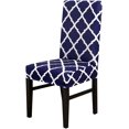 thumbnail image 1 of Dining Chair Cover Set Stretch Spandex Short Dining Chair Slipcovers Removable Washable Decorative Chair Protector Seat Covers for Dining Room Home Wedding Banquet Party Decor (Blue+White, 2 Pack), 1 of 8
