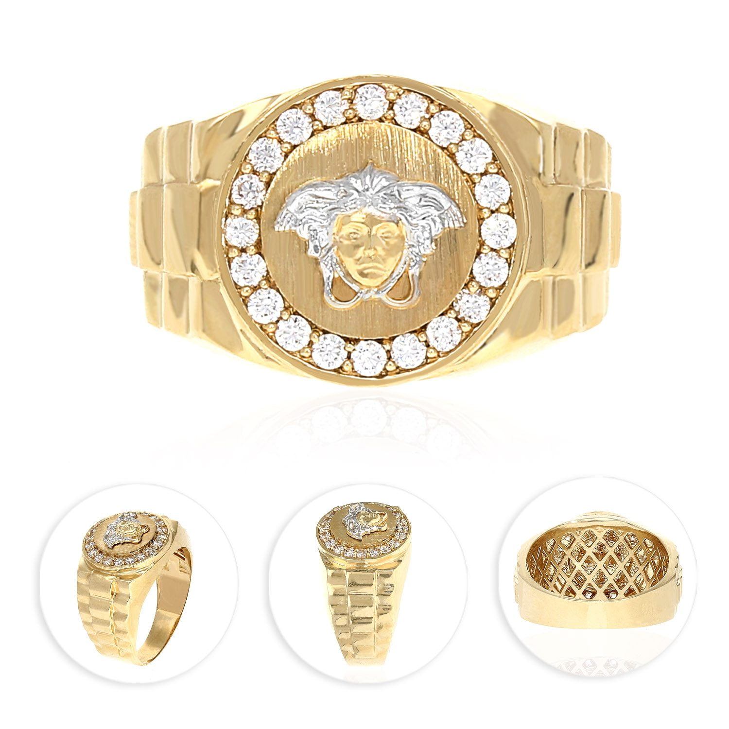 mens gold medusa ring