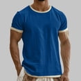 thumbnail image 2 of srobpty Mens Summer Solid Color Linen Round Neck Button Short Sleeve Blouses and Shirts Lightweight for Summer Wear, 2 of 5