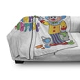 thumbnail image 3 of Birthday Soft Flannel Fleece Throw Blanket, Happy Clown for Party with Colorful Painting Drawing Style Buckets in Print, Cozy Plush for Indoor and Outdoor Use, 50" x 60", Multicolor, by Ambesonne, 3 of 6