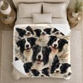 thumbnail image 5 of Nine Border Collie Portraits Cream-White, Playful Pet Portrait Pattern, Warm Flannel Blanket for Living Room and Bedroom, Dog Moms Mother's Day Gift, Pet Lover Home Decor, 5 of 9