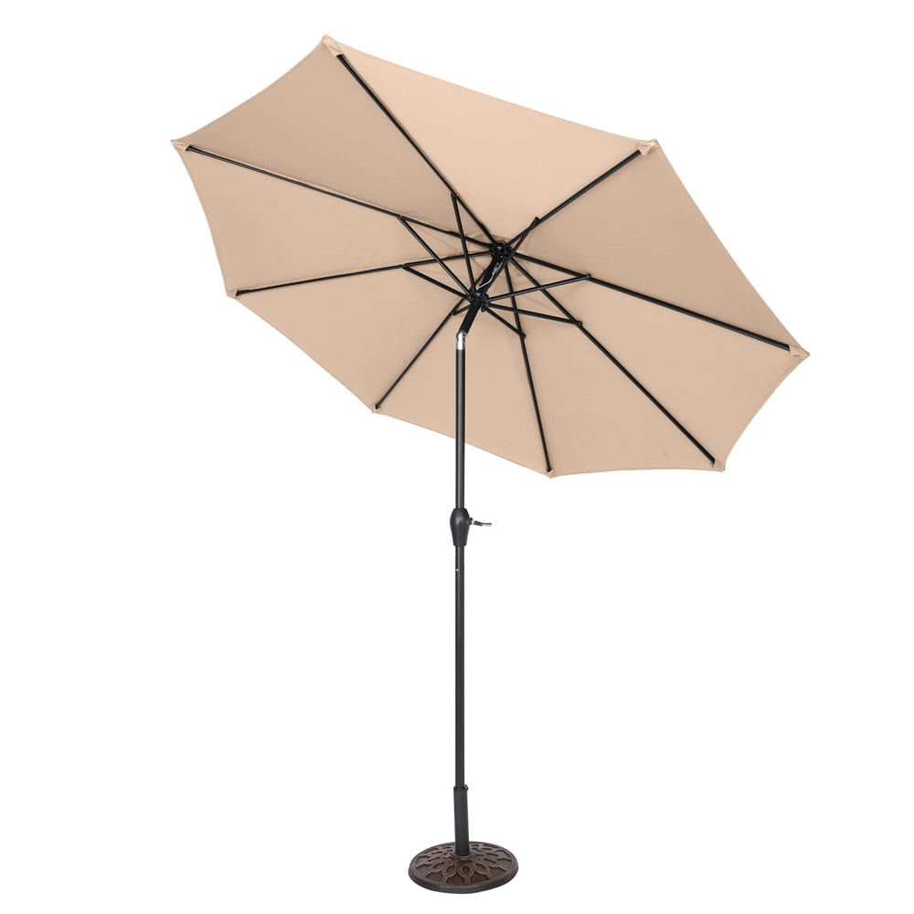Lowestbest 9 Feet Outdoor Fanshaped Patio Umbrella Metal Frame Folding Sunshade in Beige Lowestbest 9 Feet Outdoor Fanshaped Patio Umbrella Metal Frame Folding Sunshade in Beige