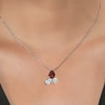thumbnail image 3 of 925 Silver and 10K Yellow Gold Red Garnet and White Topaz and White Moissanite 3 Stone Pendant Necklace for Women | 2.81 Cttw | Pear Shape 8X6MM | Oval 7X5MM | Round 5MM | with 18 inch Chain, 3 of 3