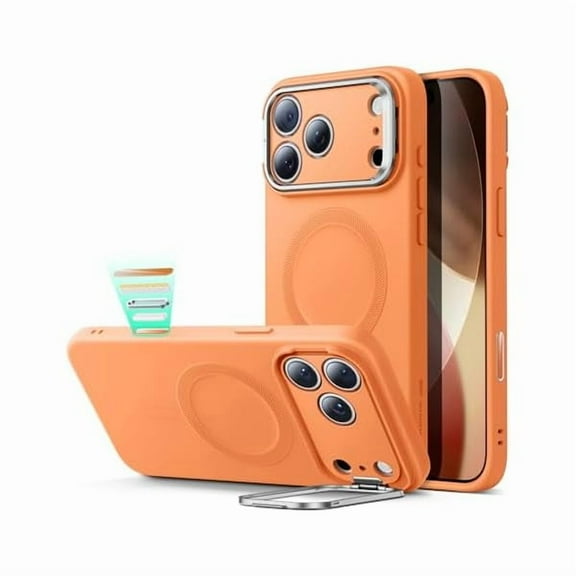 1997 Silicone Case for iPhone 17 Pro Max, Built-in Camera Stash Stand Compatible with MagSafe, Military-Grade Drop Protection Magnetic Phone Case for iPhone 17 Pro Max, Cloud Series, Orange