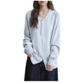 thumbnail image 2 of Hrsba Oversized Cardigan Sweaters for Women Solid Color Long Sleeve Casual Knit Sweater Outerwear, 2 of 5