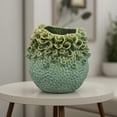 thumbnail image 6 of Nina Vase, Green Ceramic, Textured Accents, Abstract Floral 11 Inch, 6 of 6