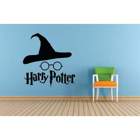 Hat & Glasses Harry Potter Character Films Movies Books Series Art Design Silhouette Peel & Stick Custom Wall Decal Vinyl Sticker 12 Inches X 12 Inches