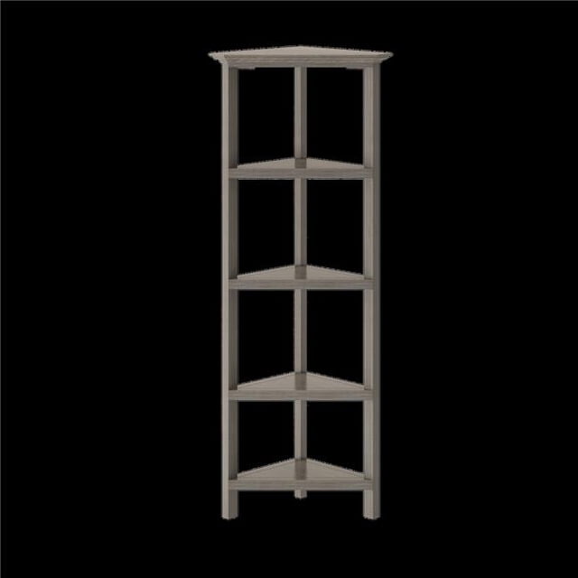 4-Tier Corner Wooden Bookcase, Washed Grey