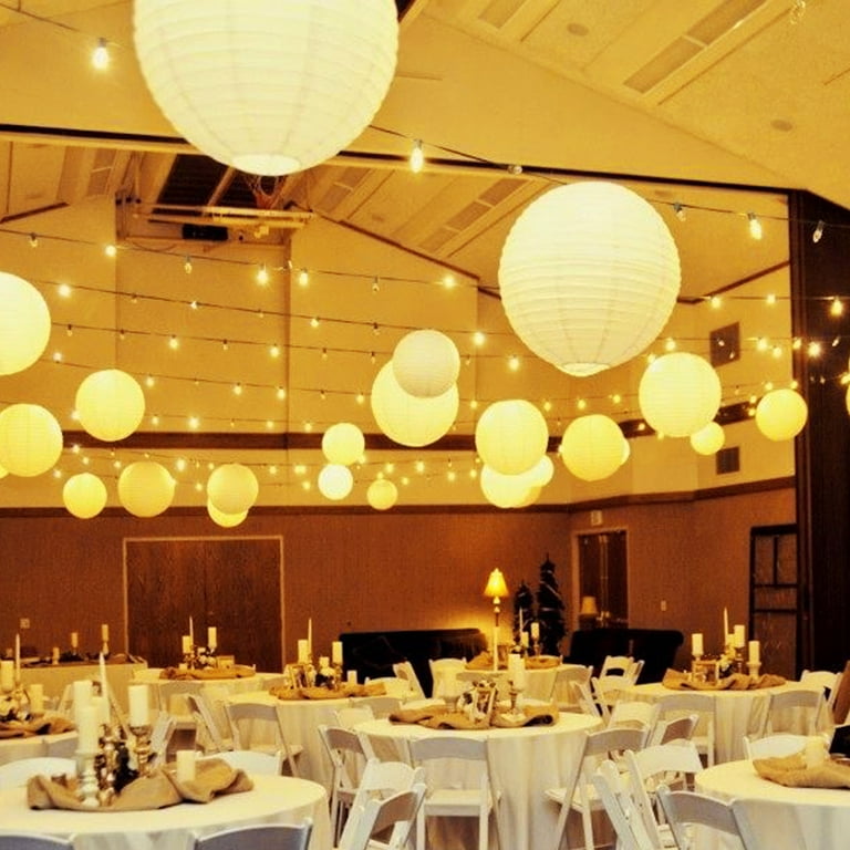 White Hanging Paper Lanterns for Wedding Party Decorations, 4 Size