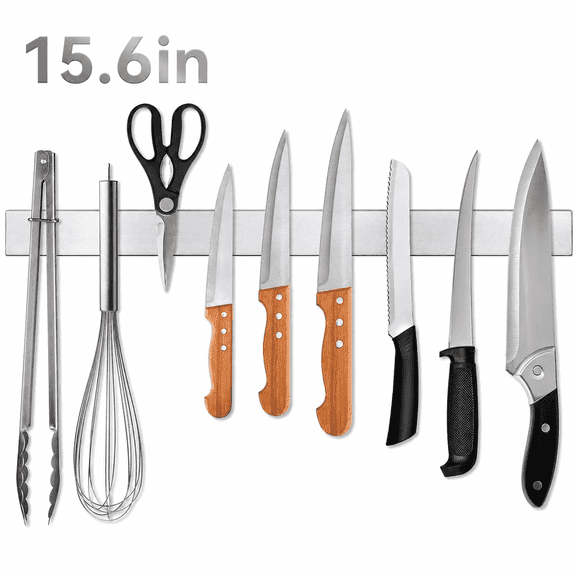 Magnetic Knife Strip for Wall, No Drilling Stainless Steel Knife Holder, Kitchen Tool Organizer, 15.6 in