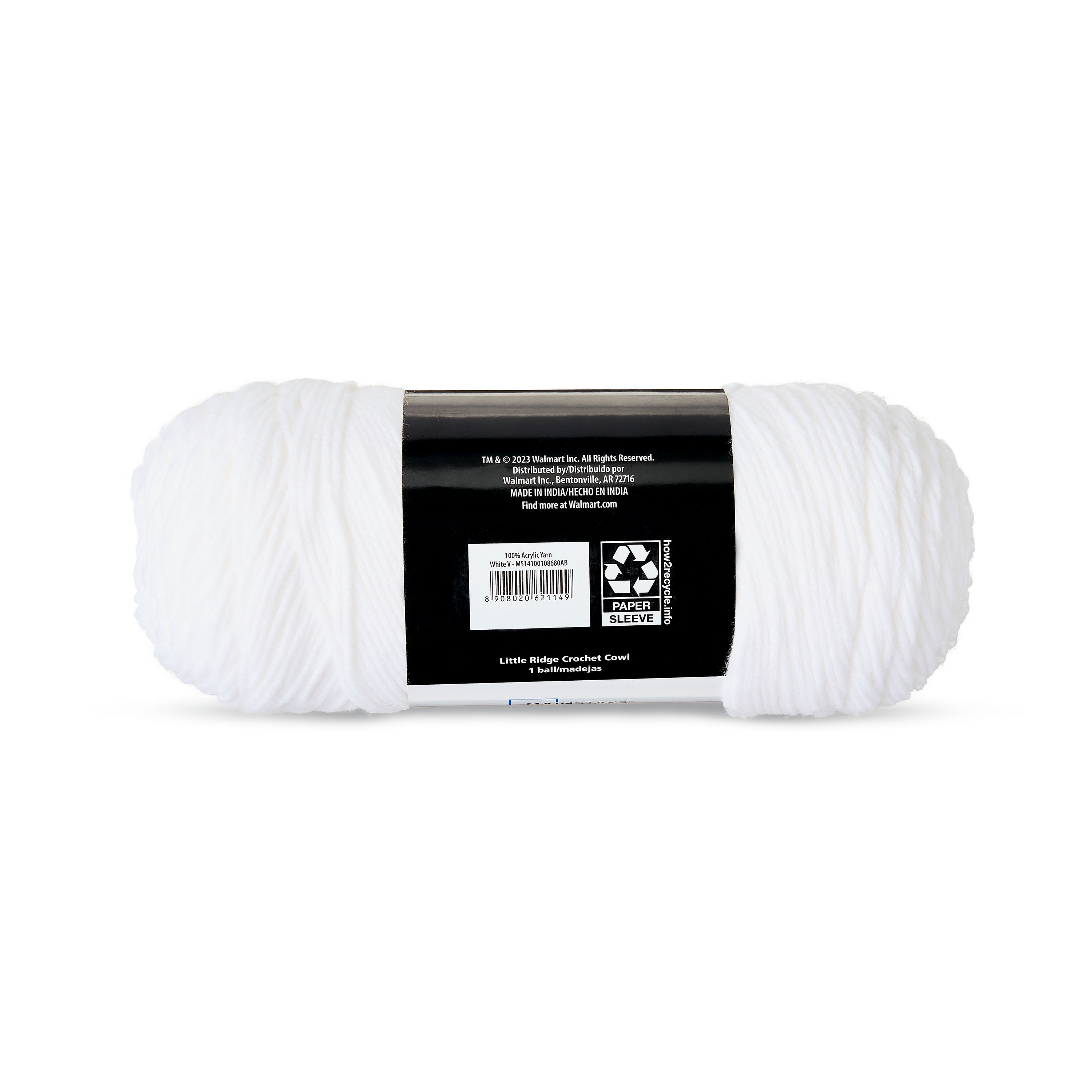 Mainstays Medium Acrylic White Yarn, 7 oz 397 yards