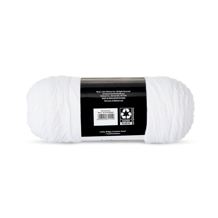 Mainstays Acrylic Yarn Medium Weight 7 Oz 397 Yards White for