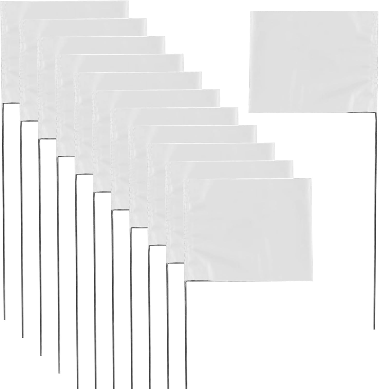 LSKJGA-Marking Flags - 15 x 4 x 5 Inch Yard Flags for Lawn, Landscape, Sprinkler & Irrigation (White, 100Pack)