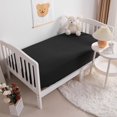 thumbnail image 2 of Kelnaro Black Fitted Crib Sheet 1 Pack 28x52 Inch, Soft Microfiber Toddler Fitted Sheet, Machine Washable for Girls & Boys, 2 of 6