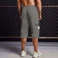 thumbnail image 5 of Inglocry Men Casual Drawstring Capri Cargo Pants, 2026 New Shorts Quick Dry 3/4 Knee Length Loose Fit Work Shorts Multi Pockets Gray XL, 5 of 5