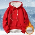 thumbnail image 2 of Hoodies for Men Pullover,Men Solid Color Hooded Sweatshirt Winter Thick Warm Comfortable Loose Trendy for Casual Outfits,Men Hoodies,07 Red,M, 2 of 5