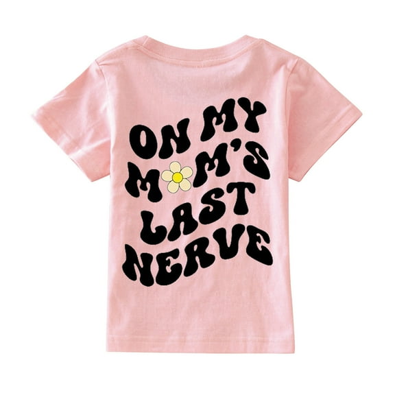 LNMQLPDBS Cute Summer Funny Letters Graphic Printed T Shirt Short Sleeve Crewneck Loose Shirts for Party Beach Vacation Tops Toddler Clothes for Girls Pink 6-7 Years