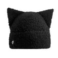 thumbnail image 3 of Cat Ear Beanie Crochet Hats for Women Knitted Stylish Beanies (Black One Size), 3 of 3