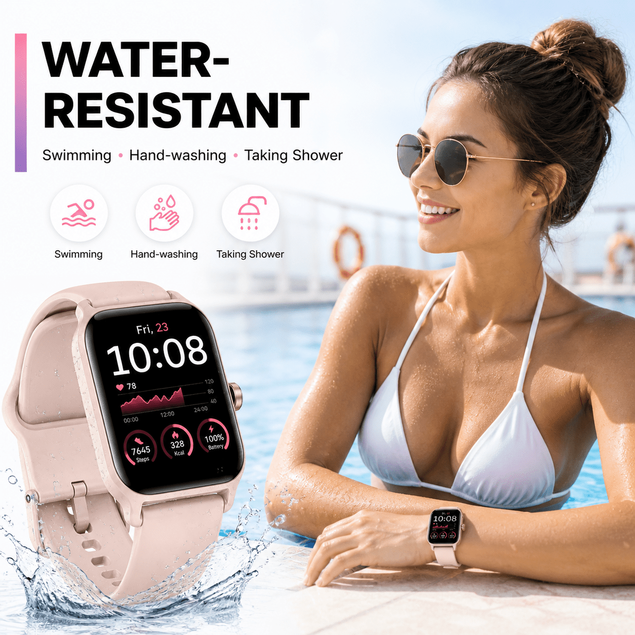 MiracoRun Smart Watch for iPhone & Android, Bluetooth Calling, Custom Watch Faces, 1.8" HD Touchscreen, Alexa Built-in, Women’s Health & Fitness Tracker