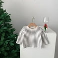 thumbnail image 3 of LNMQLPDBS Toddler Sweatshirt Girls Boys Long Sleeved Crewneck Layering Tshirts Striped Color Block Soft Casual Blouse Cute Spring Summer Tops Khaki 0-3 Months, 3 of 9