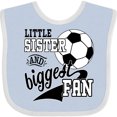 thumbnail image 3 of Inktastic Little Sister and Biggest Fan Soccer Player Girls Baby Bib, 3 of 4