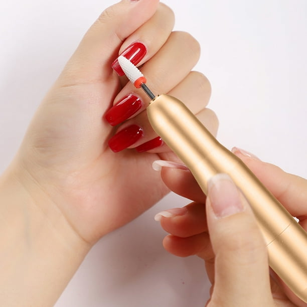 Molinillo de pulido de uñas USB para manicura y pedicura bolígrafo Ndcxsfigh de cabeza de archivo grabado (dorado)