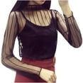 thumbnail image 3 of Women's Casual Mesh Long Sleeve Top Round Neck Printed Loose Fit Fashion Blouse, 3 of 4