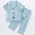 thumbnail image 4 of mgoYE Silk Satin Pajamas Set 4-5 Years Girls 2 Piece Pj Sets Short Sleeve Sleepwear Soft Button Loungewear for Kids Green, 4 of 4